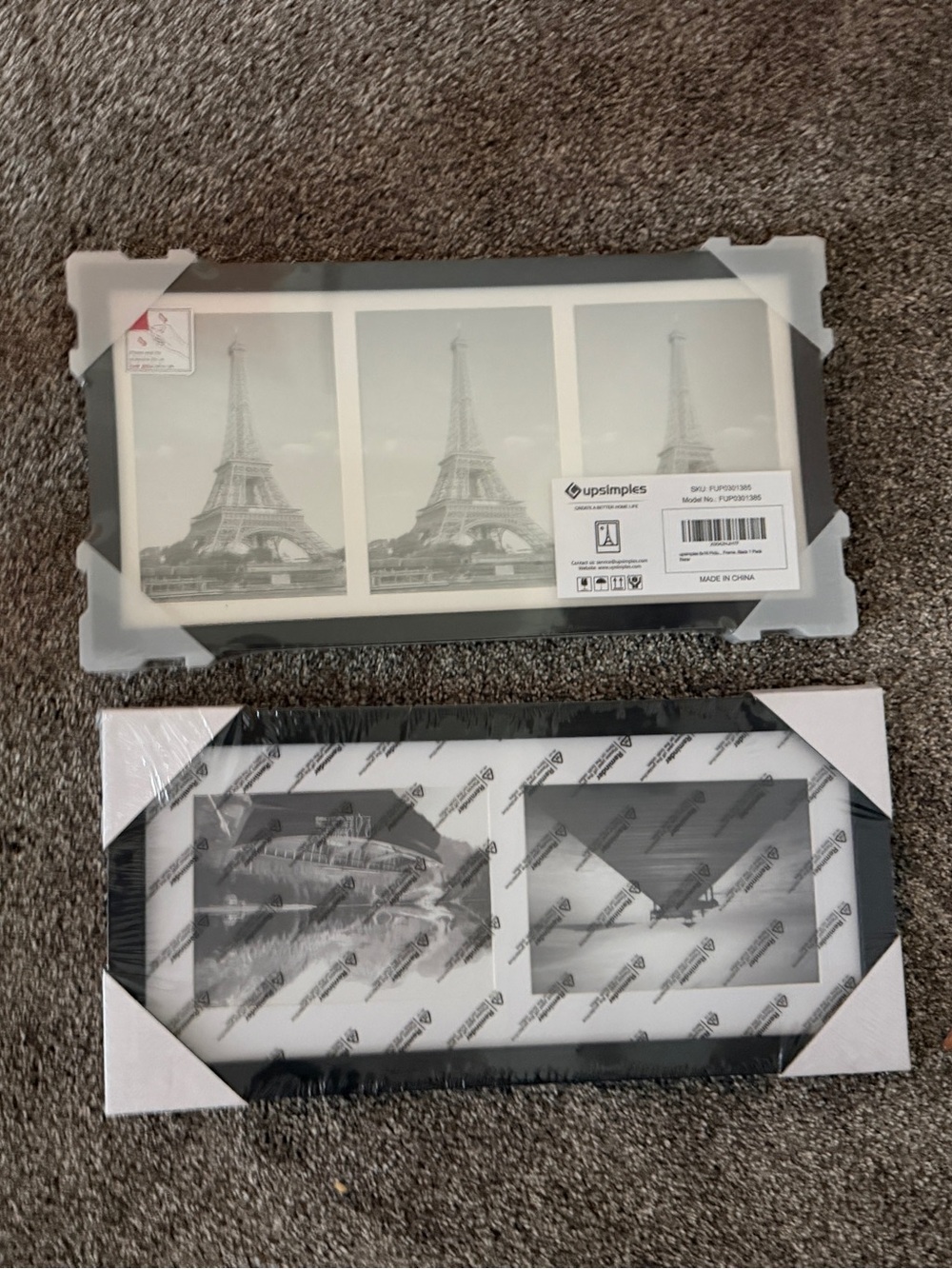 Simple Black Multi-Opening Wall Photo Frame - Double and Triple Layout (lot of 2